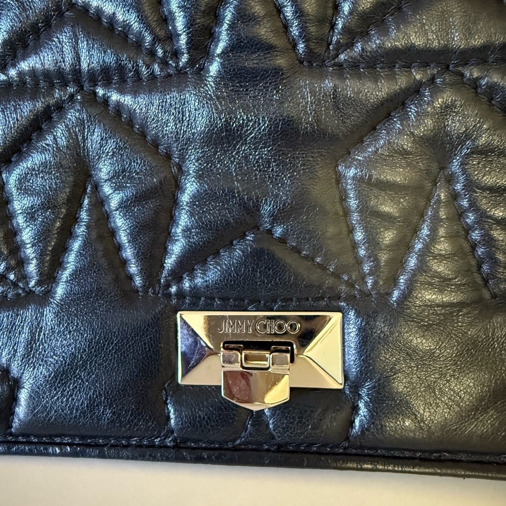 Jimmy Choo Helia Quilted Leather Shoulder Bag – Black/Silver - Picture 8 of 12
